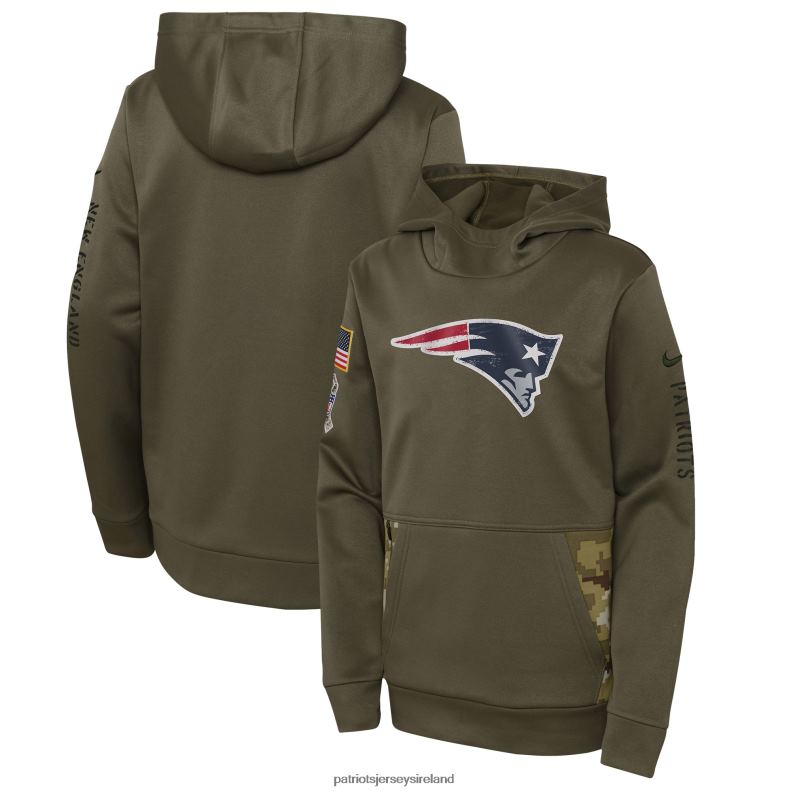 Patriots Jersey Kids Nike Olive 2022 Salute To Service Performance Pullover Hoodie 8226D3028 Clothing