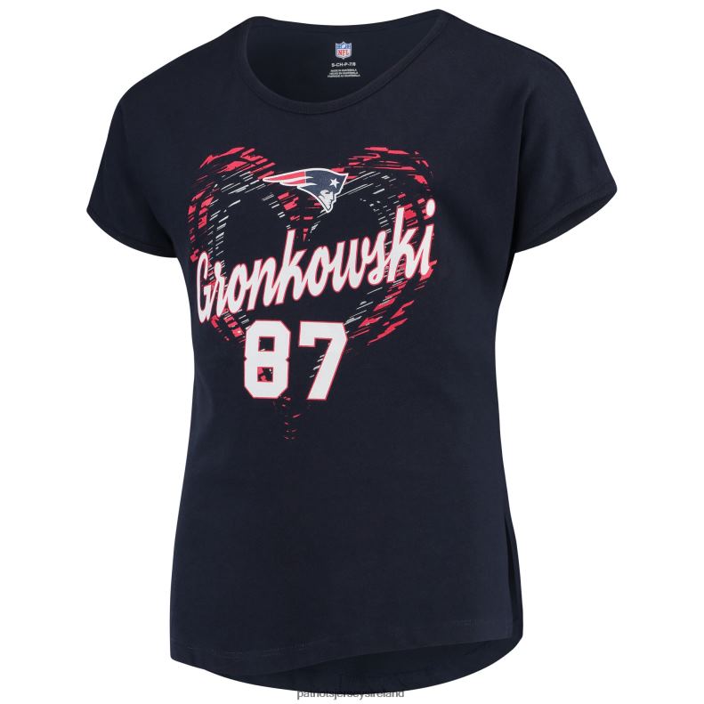 Patriots Jersey Kids Girls Rob Gronkowski Navy Sonic Heart Player Name & Number Dolman T-Shirt 8226D3140 Clothing