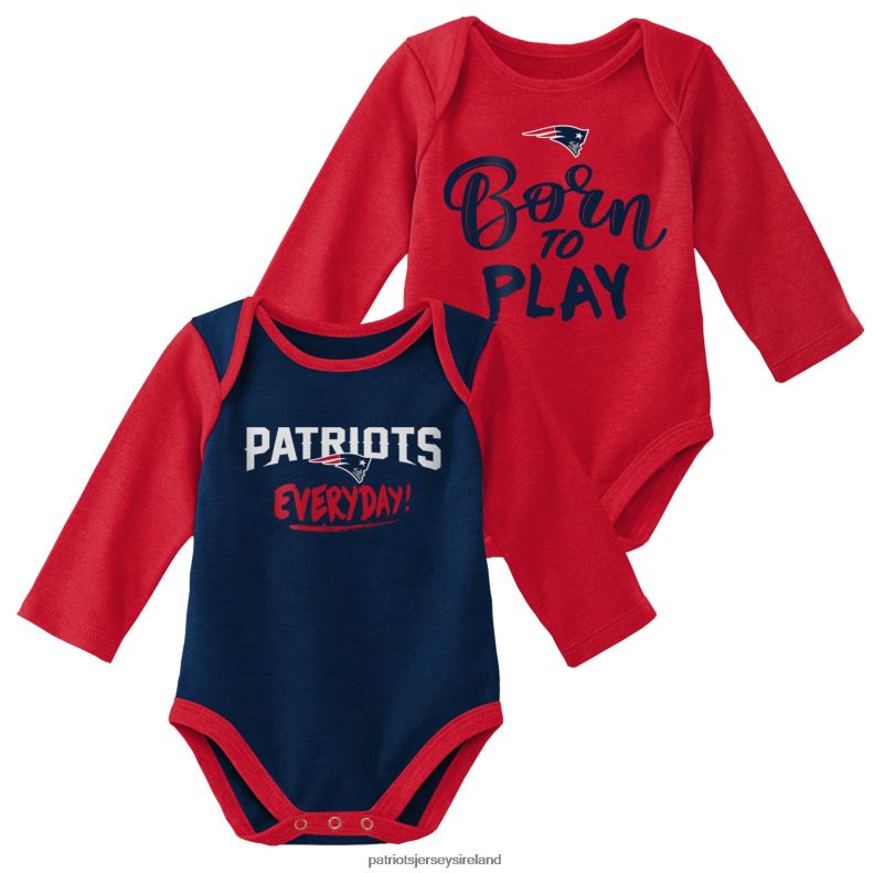 Patriots Jersey Kids Newborn & Infant Red/Navy Little Player Long Sleeve 2-Pack Bodysuit Set 8226D3075 Clothing