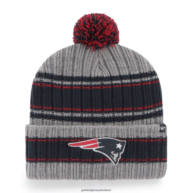 Patriots Jersey Men 47 Graphite Rexford Cuffed Knit Hat with Pom 8226D405 Accessories