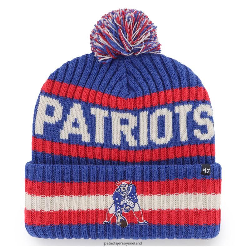 Patriots Jersey Men 47 Royal Legacy Bering Cuffed Knit Hat with Pom 8226D270 Accessories