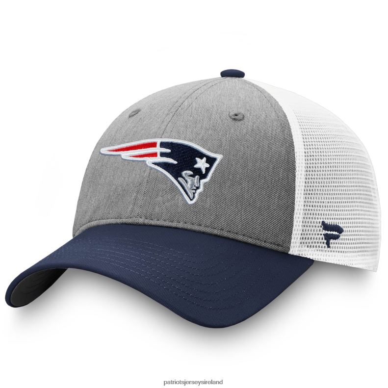Patriots Jersey Men Fanatics Branded Heathered Gray/Navy Tri-Tone Trucker Snapback Hat 8226D118 Accessories