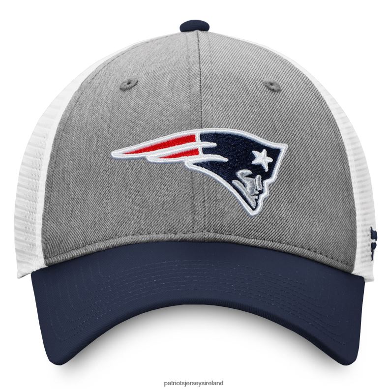 Patriots Jersey Men Fanatics Branded Heathered Gray/Navy Tri-Tone Trucker Snapback Hat 8226D118 Accessories