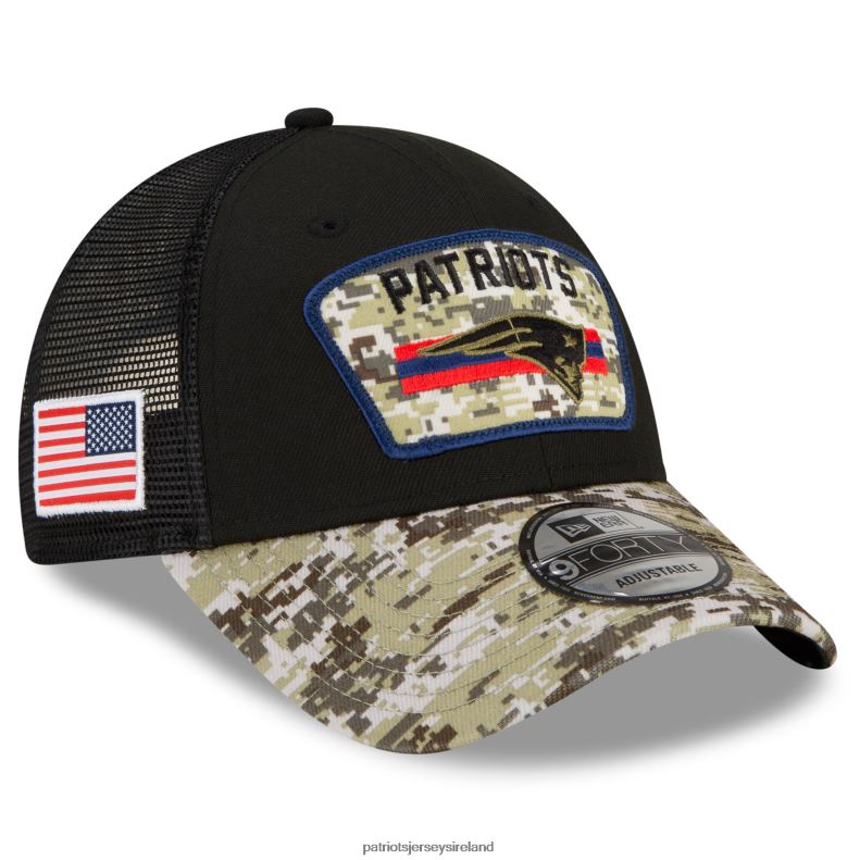 Patriots Jersey Men New Era Black/Camo 2021 Salute To Service Trucker 9FORTY Snapback Adjustable Hat 8226D216 Accessories