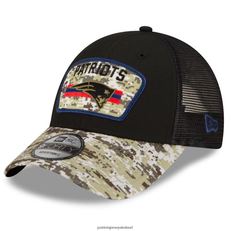 Patriots Jersey Men New Era Black/Camo 2021 Salute To Service Trucker 9FORTY Snapback Adjustable Hat 8226D216 Accessories