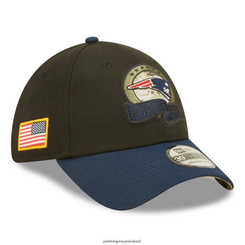 Patriots Jersey Men New Era Black/Navy 2022 Salute To Service 39THIRTY Flex Hat 8226D236 Accessories