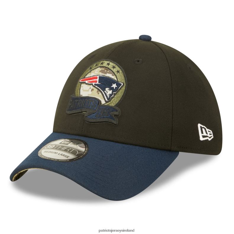 Patriots Jersey Men New Era Black/Navy 2022 Salute To Service 39THIRTY Flex Hat 8226D236 Accessories
