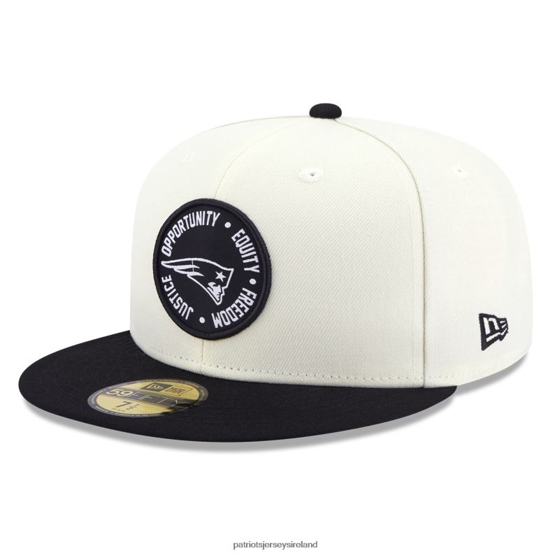 Patriots Jersey Men New Era Cream/Black 2022 Inspire Change 59FIFTY Fitted Hat 8226D259 Accessories