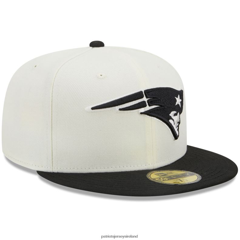 Patriots Jersey Men New Era Cream/Black Chrome Collection 59FIFTY Fitted Hat 8226D159 Accessories