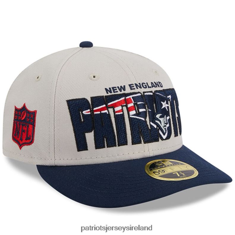 Patriots Jersey Men New Era Stone/Navy 2023 NFL Draft Low Profile 59FIFTY Fitted Hat 8226D194 Accessories