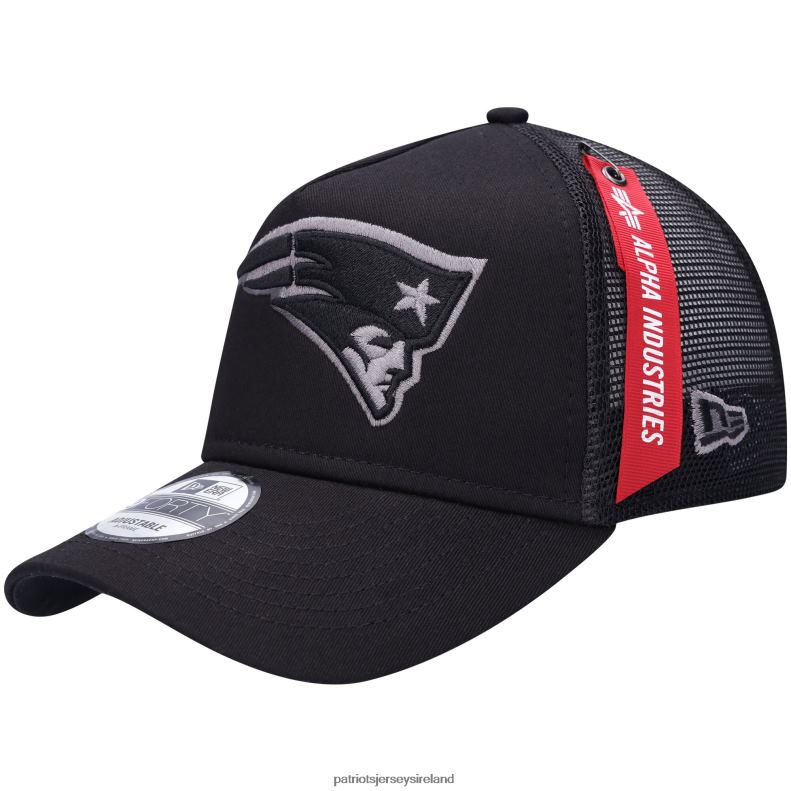 Patriots Jersey Men New Era x Alpha Industries Black A-Frame 9FORTY Trucker Snapback Hat 8226D157 Accessories
