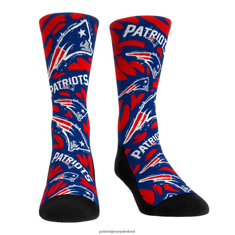 Patriots Jersey Men Unisex Rock Em Socks Allover Logo & Paint Crew Socks 8226D26 Accessories