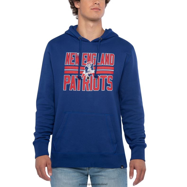 Patriots Jersey Men 47 Royal Block Stripe Headline Pullover Hoodie 8226D595 Clothing