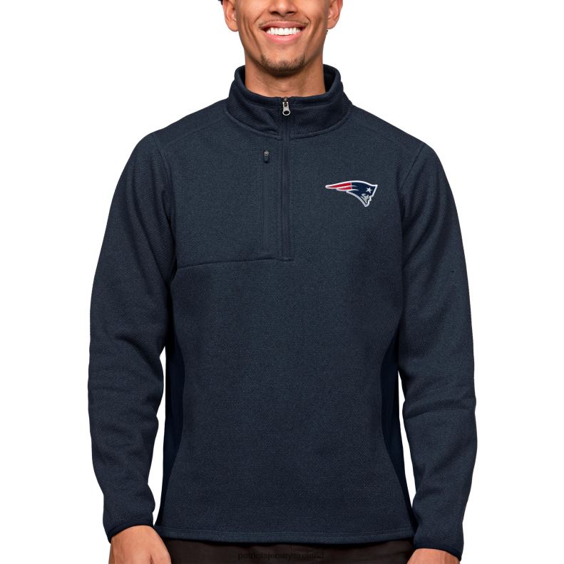 Patriots Jersey Men Antigua Heathered Navy Course Quarter-Zip Pullover Top 8226D703 Clothing