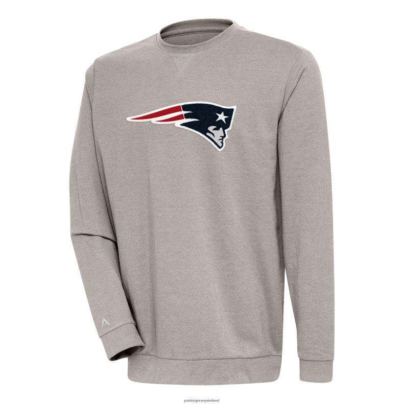 Patriots Jersey Men Antigua Oatmeal Reward Chenille Pullover Crewneck Sweatshirt 8226D745 Clothing