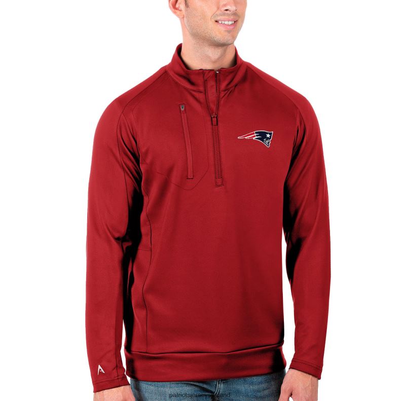 Patriots Jersey Men Antigua Red Big & Tall Generation Quarter-Zip Pullover Jacket 8226D787 Clothing