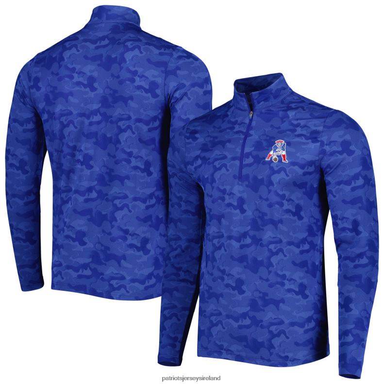 Patriots Jersey Men Antigua Royal Brigade Throwback Quarter-Zip Top 8226D809 Clothing