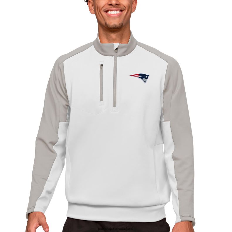 Patriots Jersey Men Antigua White Team Quarter-Zip Pullover Top 8226D694 Clothing