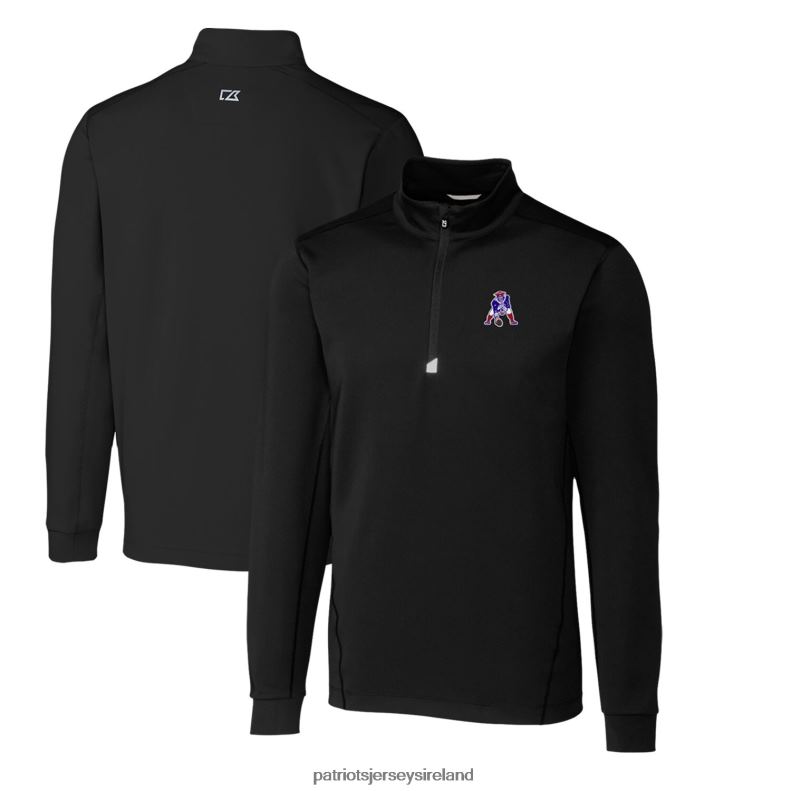 Patriots Jersey Men Cutter & Buck Black Throwback Logo Traverse Stretch Quarter-Zip Big & Tall Pullover Top 8226D705 Clothing