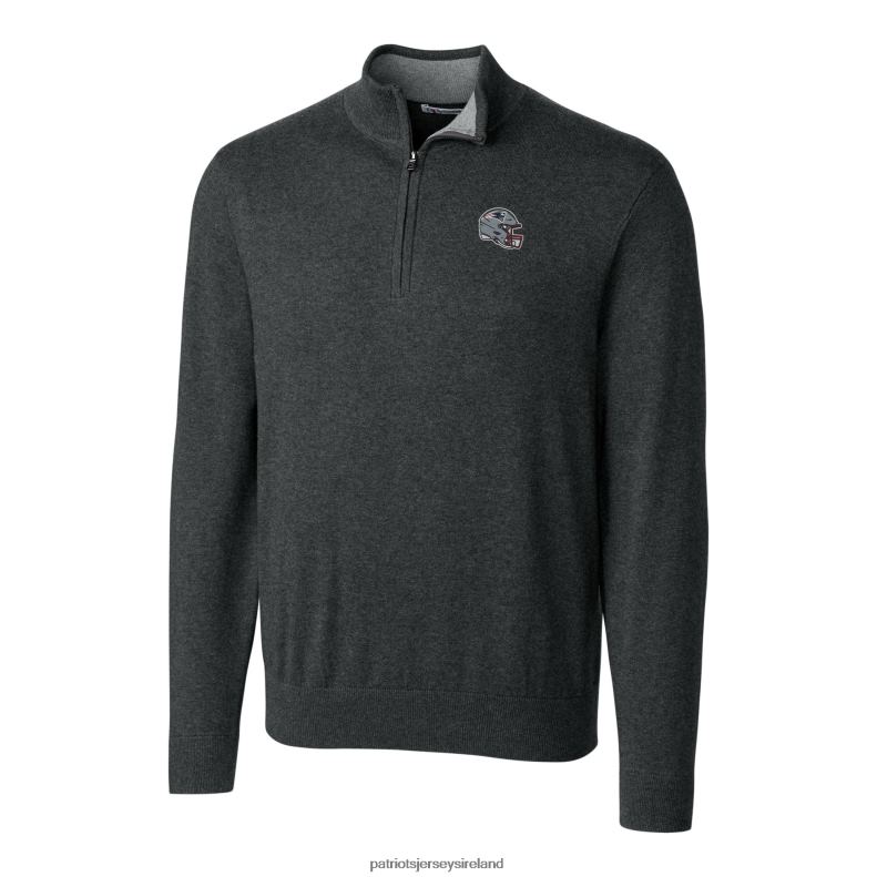 Patriots Jersey Men Cutter & Buck Charcoal Helmet Lakemont Tri-Blend Quarter-Zip Pullover Sweater 8226D556 Clothing
