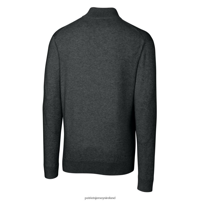 Patriots Jersey Men Cutter & Buck Charcoal Helmet Lakemont Tri-Blend Quarter-Zip Pullover Sweater 8226D556 Clothing