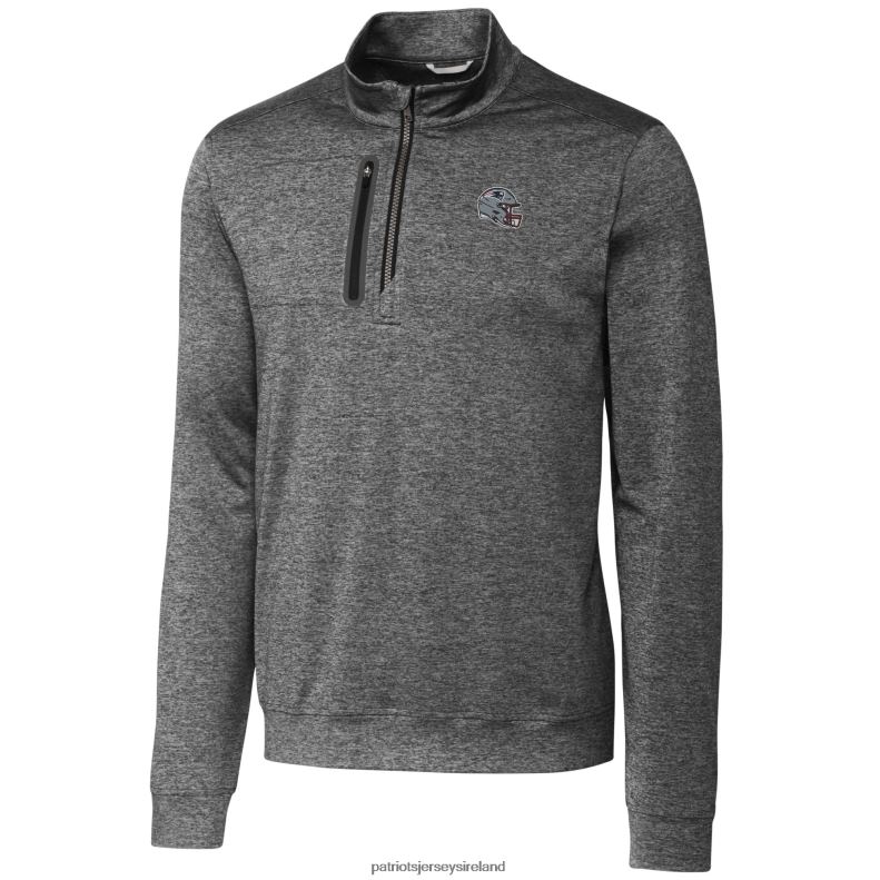 Patriots Jersey Men Cutter & Buck Gray Helmet Stealth Heathered Quarter-Zip Pullover Top 8226D518 Clothing