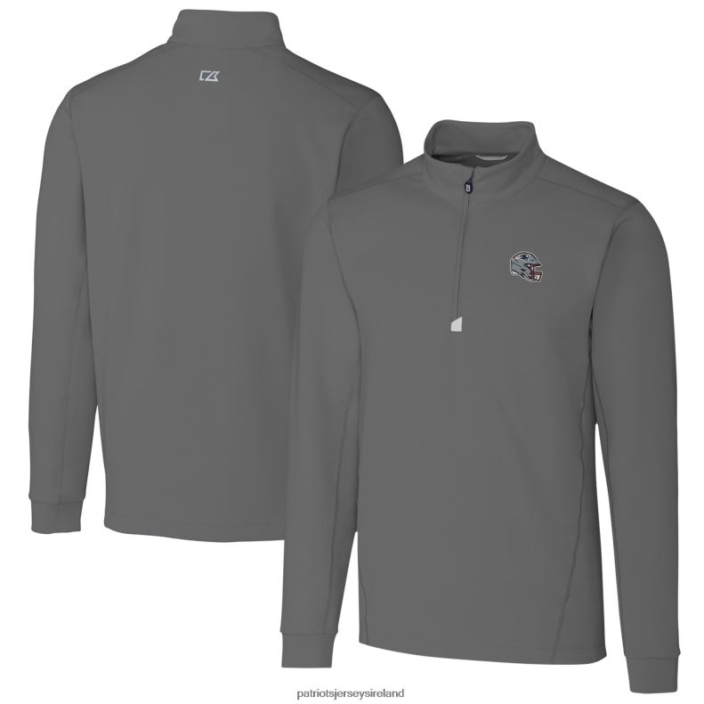 Patriots Jersey Men Cutter & Buck Gray Helmet Traverse Stretch Quarter-Zip Pullover Top 8226D542 Clothing