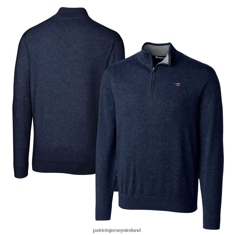 Patriots Jersey Men Cutter & Buck Navy Big & Tall Lakemont Quarter-Zip Pullover Sweater 8226D661 Clothing