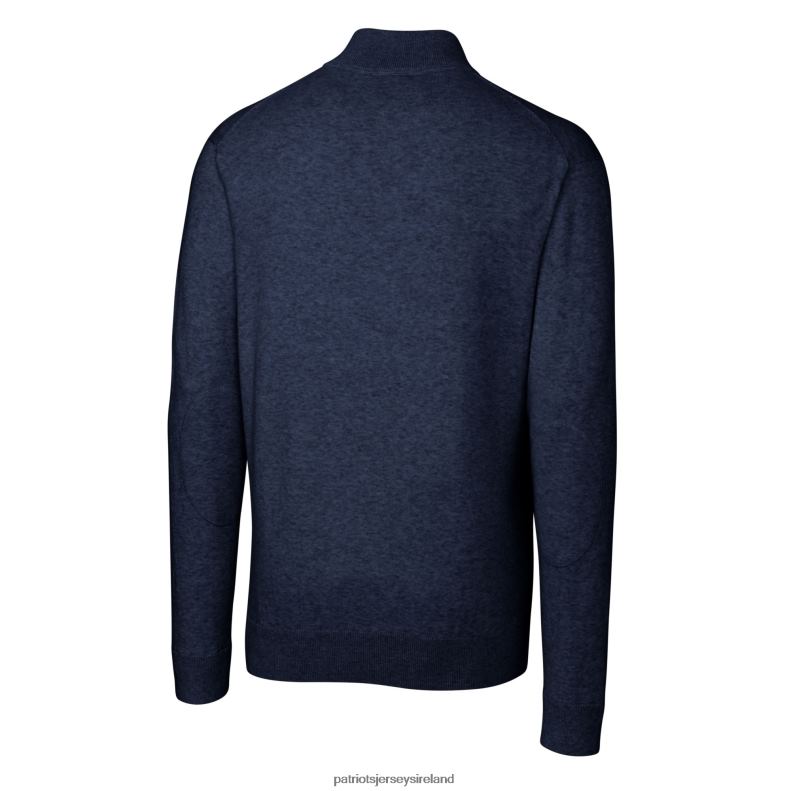 Patriots Jersey Men Cutter & Buck Navy Helmet Lakemont Tri-Blend Quarter-Zip Pullover Sweater 8226D524 Clothing