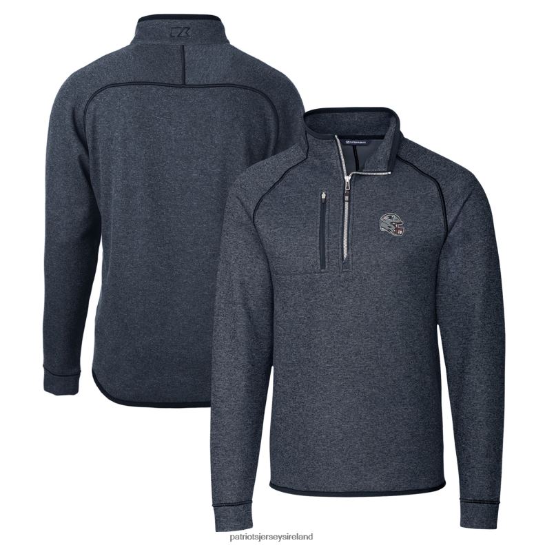 Patriots Jersey Men Cutter & Buck Navy Helmet Mainsail Sweater-Knit Half-Zip Pullover Jacket 8226D535 Clothing