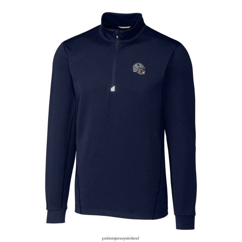 Patriots Jersey Men Cutter & Buck Navy Helmet Traverse Stretch Quarter-Zip Pullover Top 8226D540 Clothing