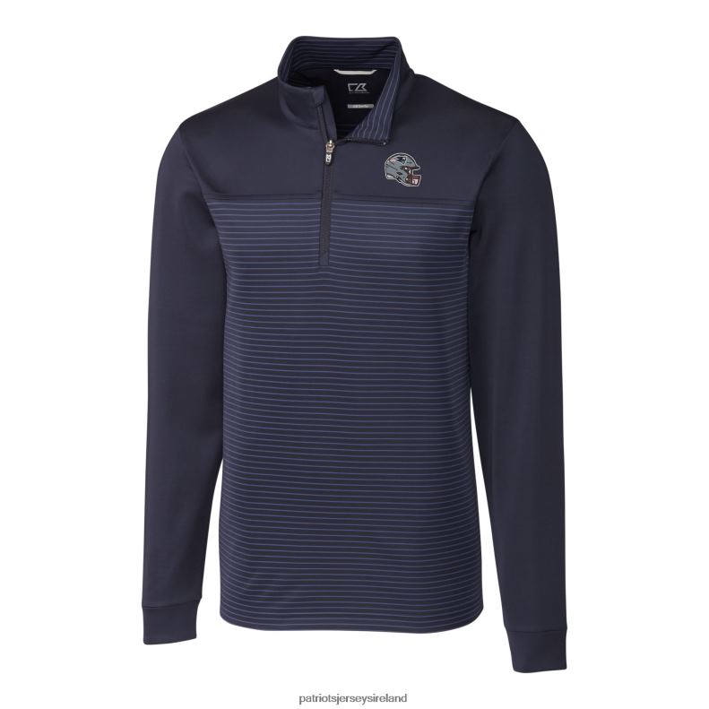 Patriots Jersey Men Cutter & Buck Navy Traverse Stripe Stretch Quarter-Zip Pullover Top 8226D547 Clothing