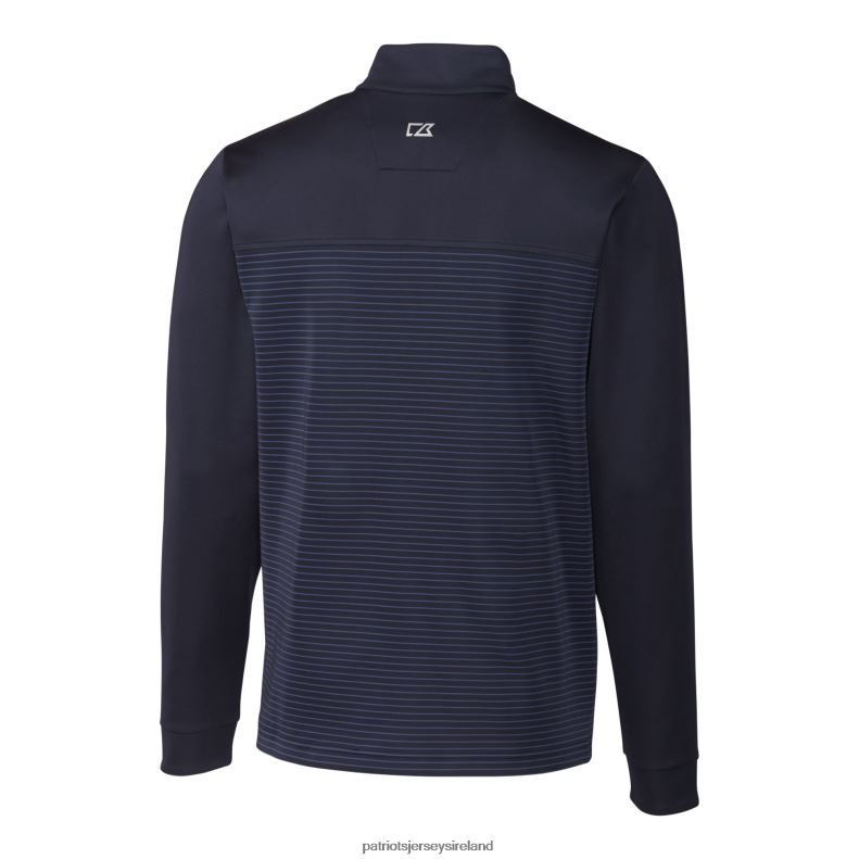 Patriots Jersey Men Cutter & Buck Navy Traverse Stripe Stretch Quarter-Zip Pullover Top 8226D547 Clothing