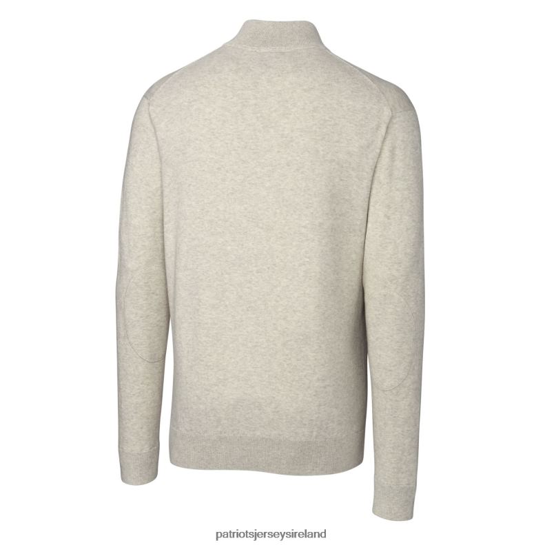Patriots Jersey Men Cutter & Buck Oatmeal Throwback Logo Lakemont Tri-Blend Big & Tall Quarter-Zip Pullover Sweater 8226D782 Clothing