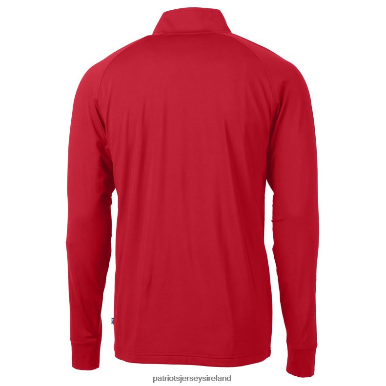 Patriots Jersey Men Cutter & Buck Red Adapt Eco Knit Stretch Recycled Big & Tall Quarter-Zip Throwback Pullover Top 8226D681 Clothing