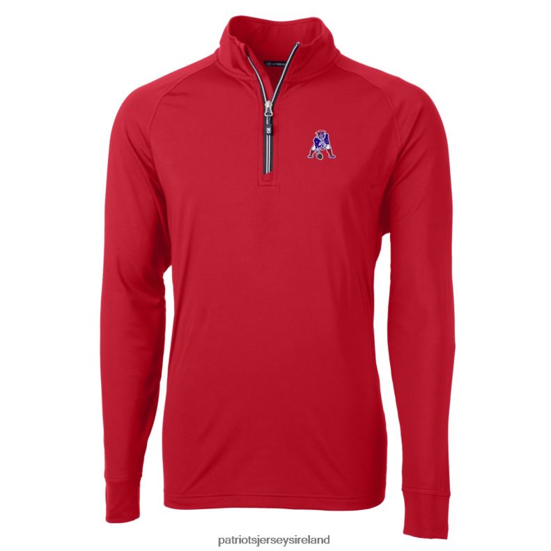 Patriots Jersey Men Cutter & Buck Red Adapt Eco Knit Stretch Recycled Quarter-Zip Throwback Pullover Top 8226D560 Clothing