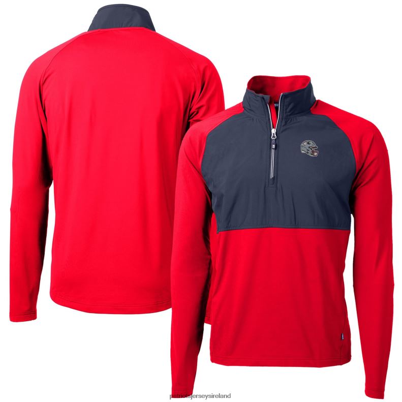 Patriots Jersey Men Cutter & Buck Red Helmet Adapt Eco Knit Hybrid Recycled Quarter-Zip Pullover Top 8226D546 Clothing