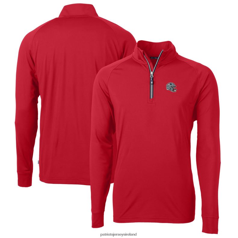 Patriots Jersey Men Cutter & Buck Red Helmet Adapt Eco Knit Stretch Recycled Quarter-Zip Pullover Top 8226D538 Clothing