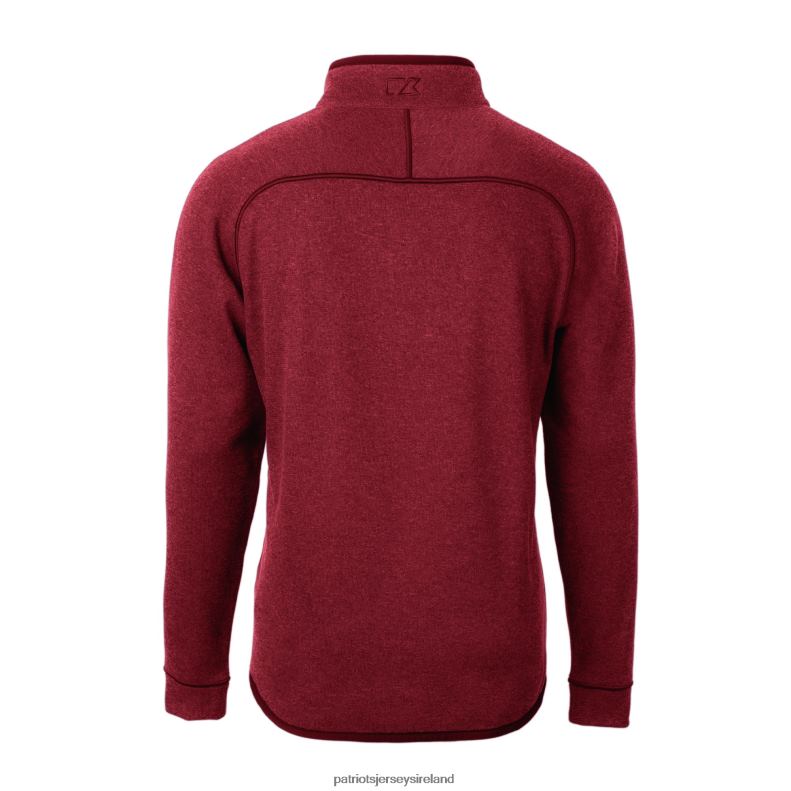 Patriots Jersey Men Cutter & Buck Red Helmet Mainsail Sweater-Knit Half-Zip Pullover Jacket 8226D536 Clothing