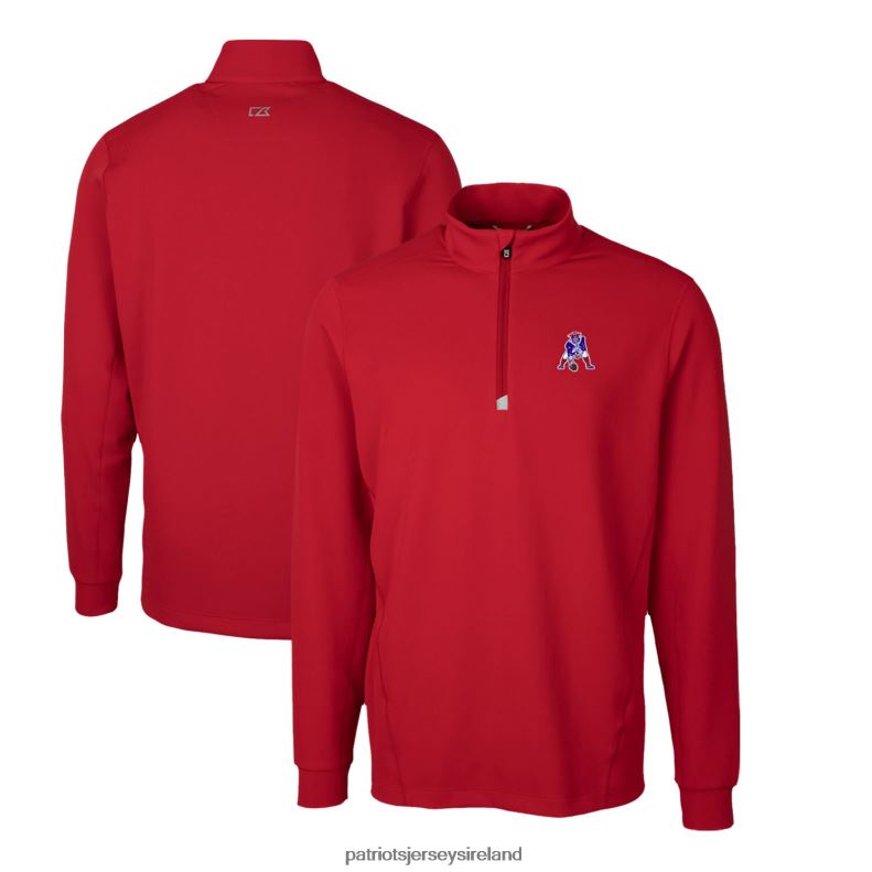 Patriots Jersey Men Cutter & Buck Red Throwback Logo Traverse Stretch Quarter-Zip Pullover Top 8226D704 Clothing