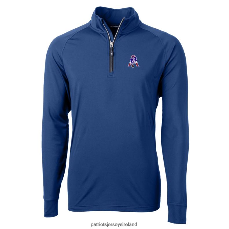 Patriots Jersey Men Cutter & Buck Royal Adapt Eco Knit Stretch Recycled Big & Tall Quarter-Zip Throwback Pullover Top 8226D613 Clothing