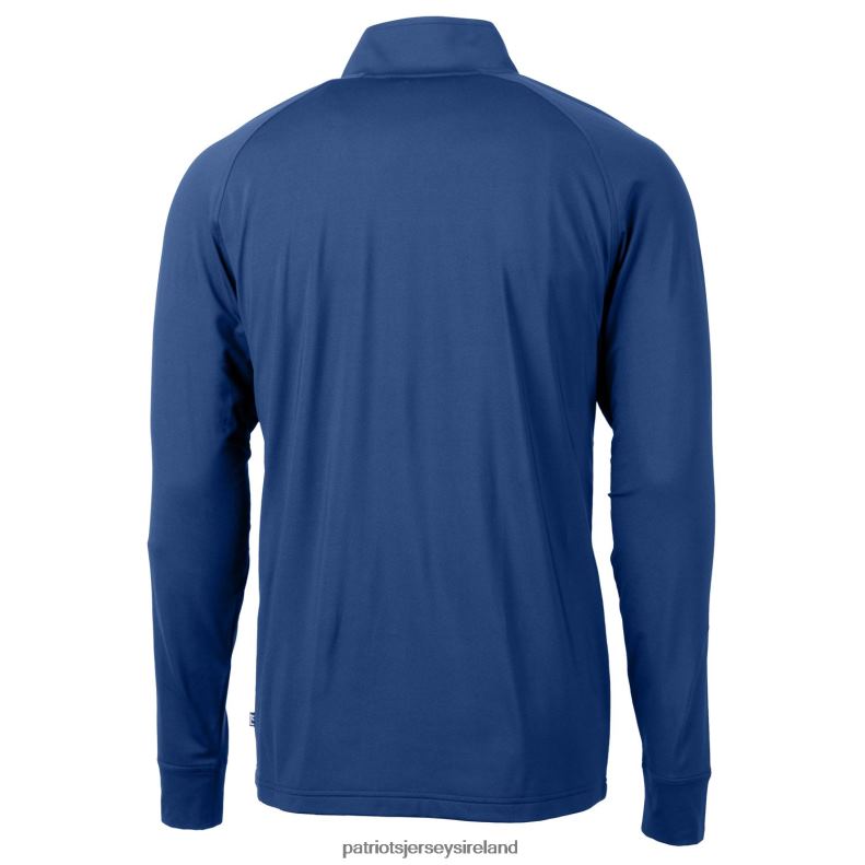 Patriots Jersey Men Cutter & Buck Royal Adapt Eco Knit Stretch Recycled Quarter-Zip Throwback Pullover Top 8226D570 Clothing