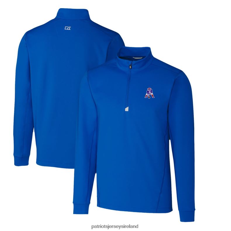 Patriots Jersey Men Cutter & Buck Royal Throwback Logo Traverse Stretch Quarter-Zip Pullover Top 8226D695 Clothing