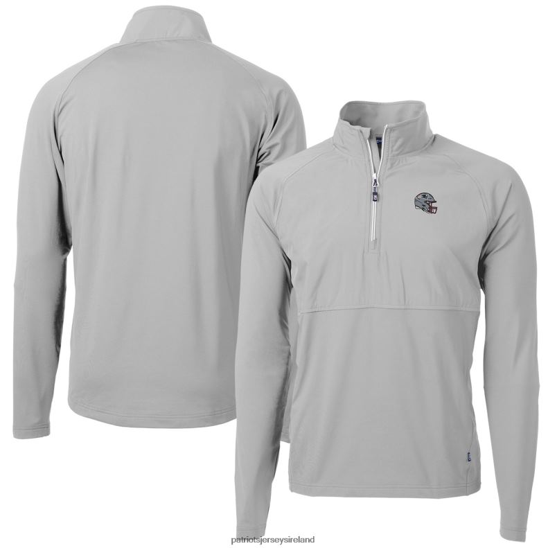 Patriots Jersey Men Cutter & Buck Silver Helmet Adapt Eco Knit Hybrid Recycled Quarter-Zip Pullover Top 8226D545 Clothing