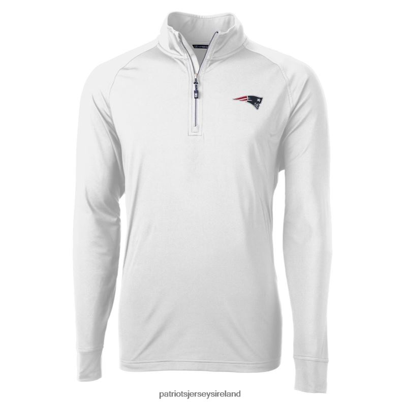 Patriots Jersey Men Cutter & Buck White Adapt Eco Knit Quarter-Zip Pullover Jacket 8226D798 Clothing