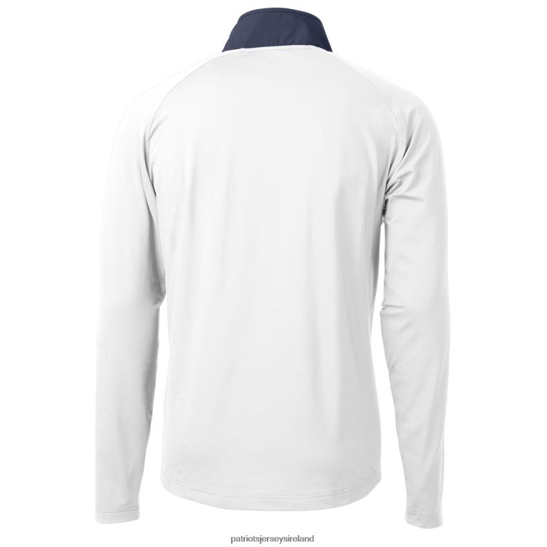 Patriots Jersey Men Cutter & Buck White Helmet Adapt Eco Knit Hybrid Recycled Quarter-Zip Pullover Top 8226D522 Clothing