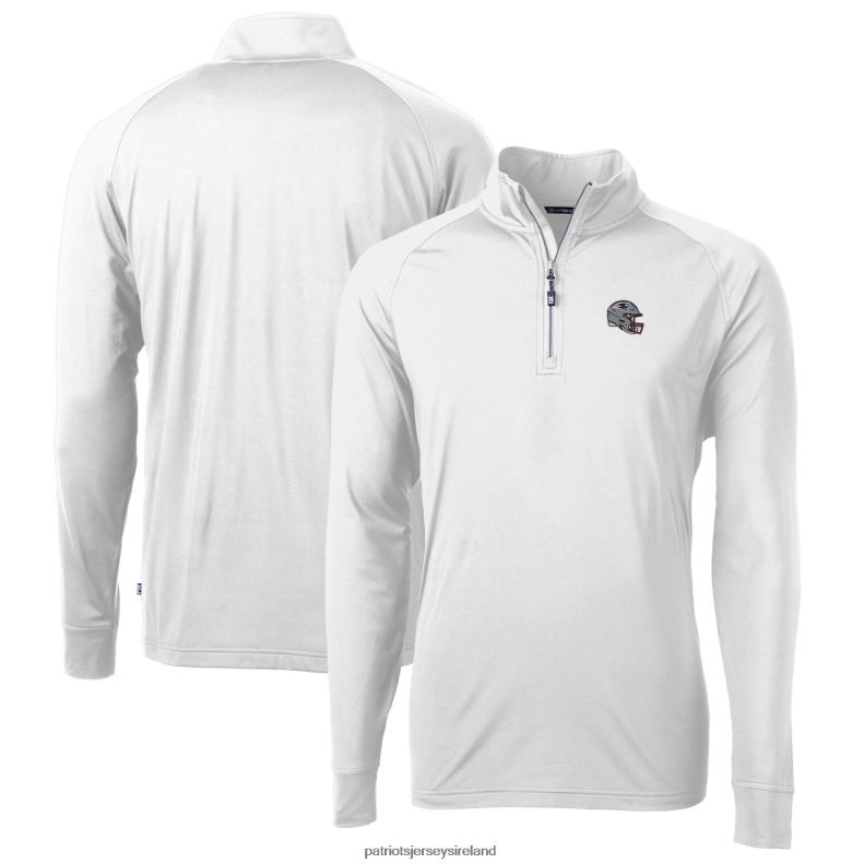 Patriots Jersey Men Cutter & Buck White Helmet Adapt Eco Knit Stretch Recycled Quarter-Zip Pullover Top 8226D563 Clothing