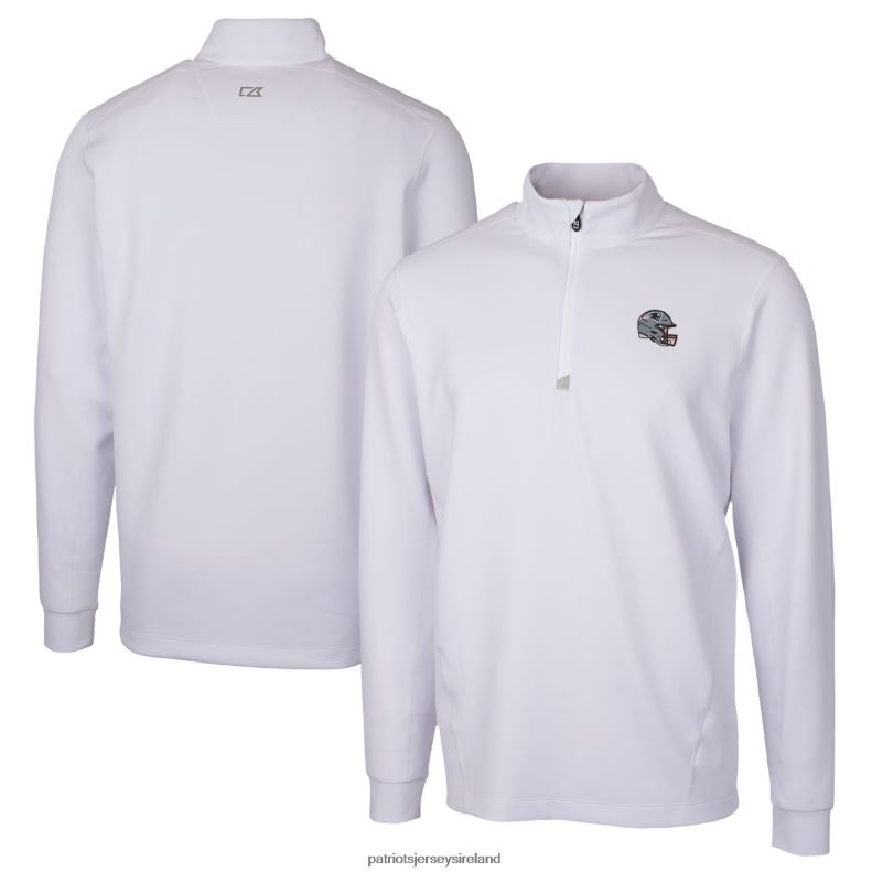 Patriots Jersey Men Cutter & Buck White Helmet Traverse Stretch Quarter-Zip Pullover Top 8226D541 Clothing