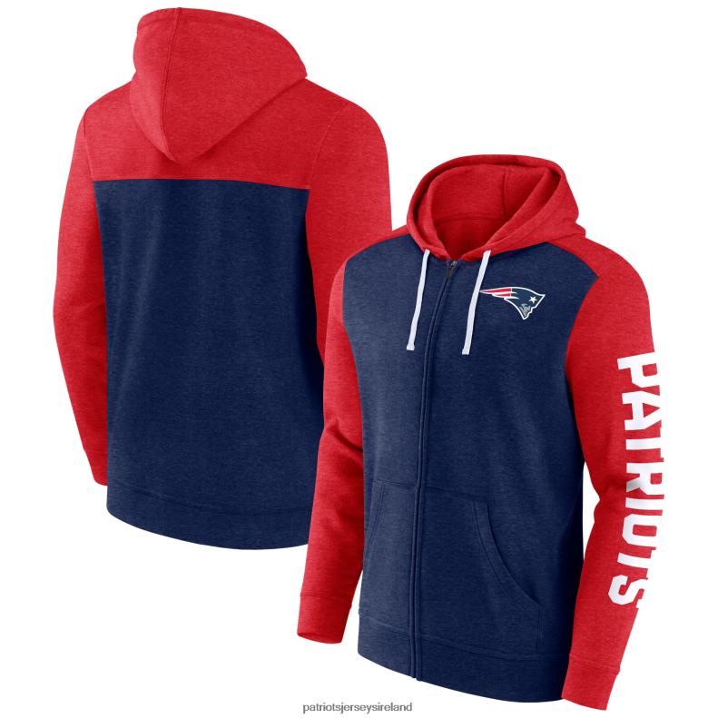 Patriots Jersey Men Fanatics Branded Heather Navy Down and Distance Full-Zip Hoodie 8226D485 Clothing