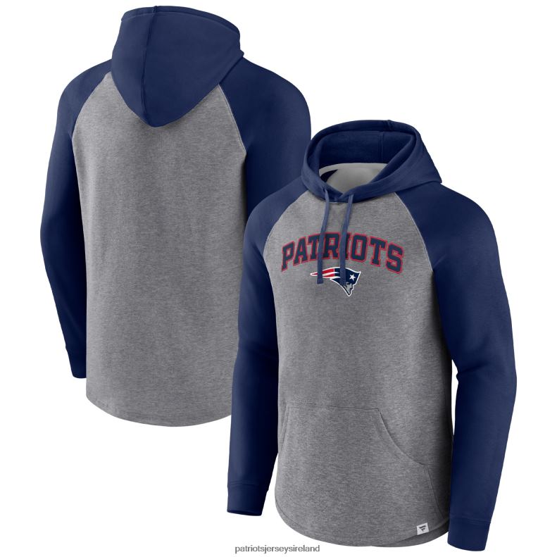 Patriots Jersey Men Fanatics Branded Heathered Gray/Navy By Design Raglan Pullover Hoodie 8226D585 Clothing